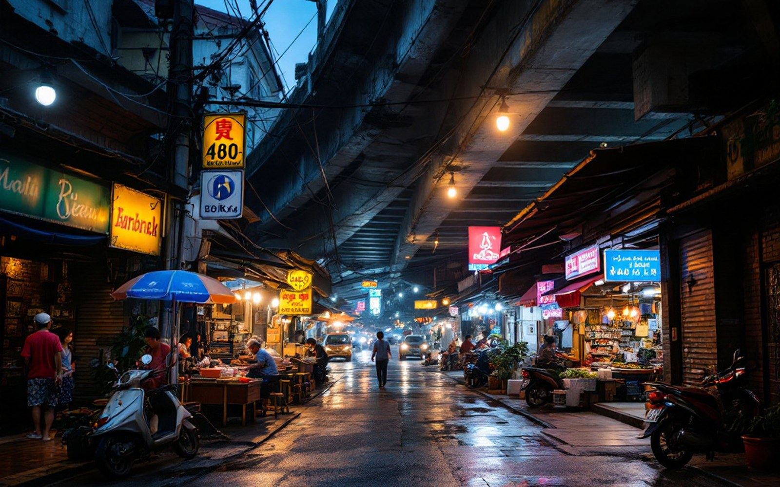 Inside, the alleys are the width of two people and a trolley.